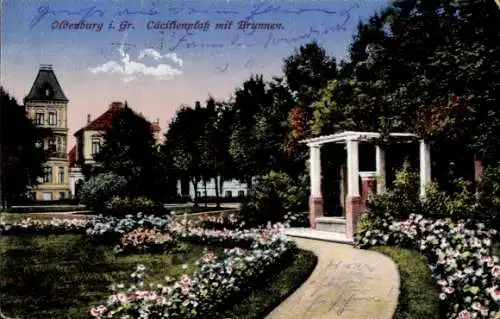 Ak Oldenburg in Oldenburg, Cäcilienplatz mit Brunnen, Oldenburg