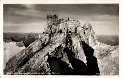 Ak Zugspitze, Zugspitz-Westgipfel mit Munch AaHous