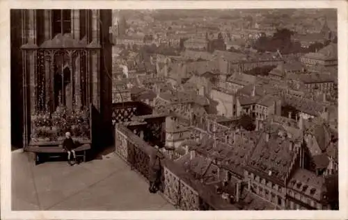 Ak Straßburg Elsass Bas Rhin, Münsterplattform mit Blick auf die Stadt