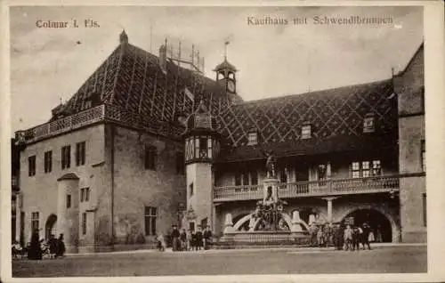 Ak Colmar Kolmar Elsass Haut Rhin, Kaufhaus mit Schwendibrunnen