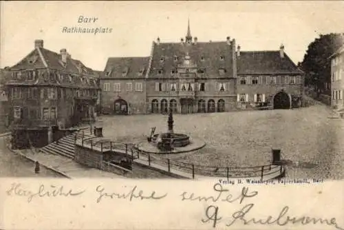 Ak Barr Elsass Bas Rhin,  Rathausplatz