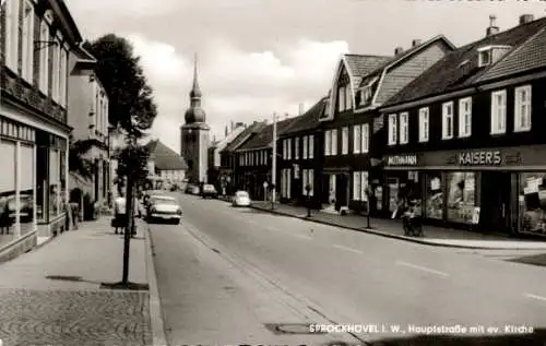 Ak Sprockhövel im Ruhrgebiet, Straße mit Kirche, Kaiser's und Muthmann