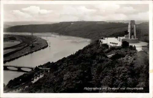 Ak Hohensyburg Syburg Dortmund, Hohensyburg mit Denkmal, Hengsteysee