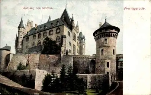 Ak Wernigerode im Harz, Aufgang zum Schloss, Wernigerode