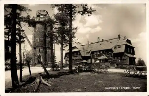 Ak Wildenthal Eibenstock im Erzgebirge, Auersberg im Winter, Unterkunftshaus Auersberg