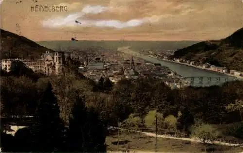 Ak Heidelberg am Neckar, Panorama, Schloss