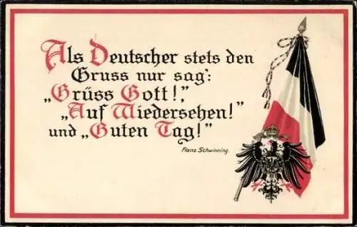 Präge Wappen Ak Als Deutscher stets den Gruß nur sag