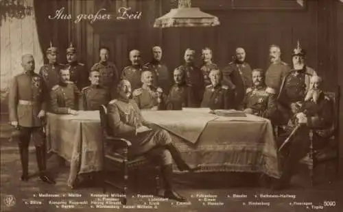 Ak Aus großer Zeit, Kaiser Wilhelm II., Prinzen, Generalstab, Hindenburg, Ludendorff