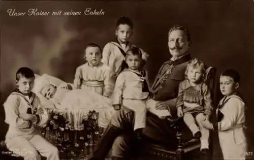 Ak Kaiser Wilhelm II., Portrait mit seinen Enkeln, Liersch 7577