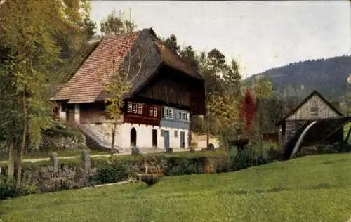 Ak Schwarzwaldhaus, Wassermühle