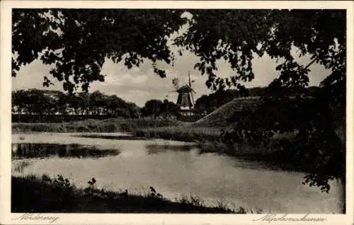 Ak Norderney in Ostfriesland, Napoleonschanze, Windmühle
