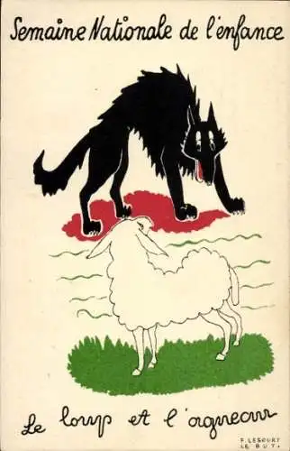 Künstler Ak Semaine Nationale de l'enfance, Le Loup et l'agneau