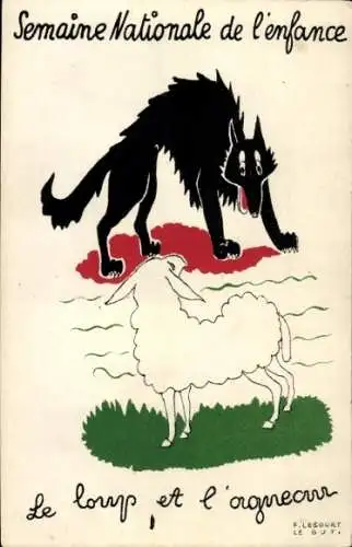 Künstler Ak Semaine Nationale de l'enfance, Le Loup et l'agneau