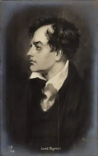 Ak Schriftsteller Lord Byron, seitliches Portrait