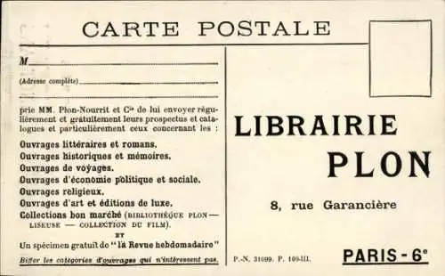 Ak Philippe Barrès, La Guerre a Vingt Ans, Reklame, Librairie Plon