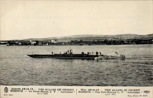 Ak Bizerte Tunesien, Französisches U Boot, Lavoisier, I WK