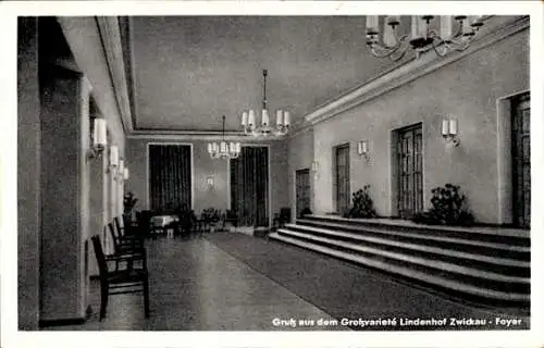 Ak Zwickau in Sachsen, Großvarieté Lindenhof, Foyer