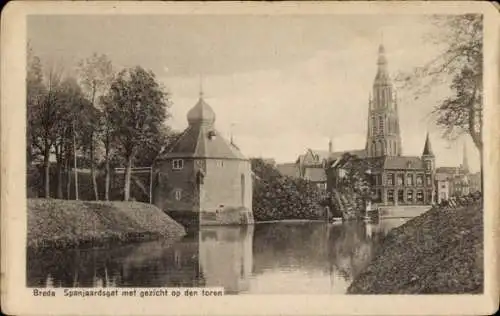 Ak Breda Nordbrabant Niederlande, Spanjaardsgat met gezicht op den toren