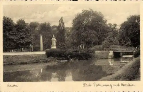 Ak Breda Nordbrabant Niederlande, Park Valkenberg met Fontein