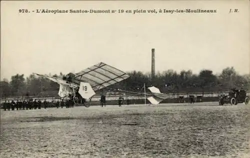 Ak Issy les Moulineaux Hauts de Seine, L'Aéroplane Santos-Dumont nr 19