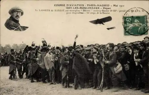 Ak Abflug Le LASSEUR de RANZAY auf dem Eindecker Blériot