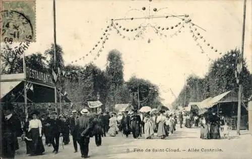 Ak Saint Cloud Hauts de Seine, Straßenfest auf der Hauptstraße