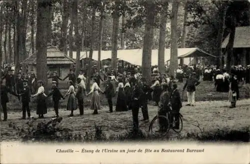 Ak Chaville Hauts de Seine,  Etang de l'Ursine un jour de fete au Restaurant Barraud