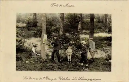 Ak Meudon Hauts de Seine, An den Ufern des Etang de Villebon, Der Maler ist Landschaftsgärtner