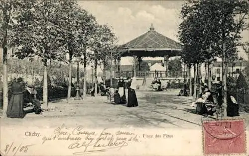 Ak Clichy Hauts de Seine, Pavillon, Place des Fetes