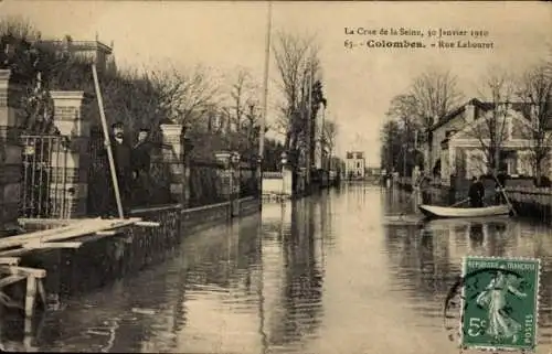 Ak Colombes Hauts de Seine, Rue Labouret, Hochwasser am 30. Januar 1910