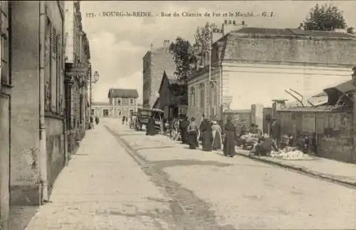 CPA Bourg la Reine Hauts de Seine, Rue du Chemin de Fer et le Marché