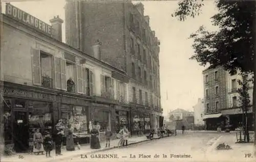 Ak Villeneuve La Garenne Hauts de Seine, Boulangerie, La Place de la Fontaine