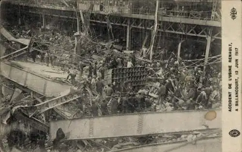 Ak Billancourt Hauts de Seine, Accident de L'Usine Renault, 1917