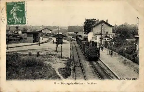 CPA Bourg la Reine Hauts de Seine, La Gare, Lokomotive