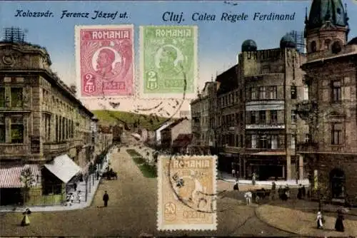 Ak Cluj Napoca Klausenburg Rumänien, Calea Regele Ferdinand, Kreuzung