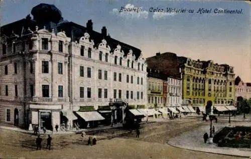 Ak București Bukarest Rumänien, Calea Victoriei cu Hotel Continental