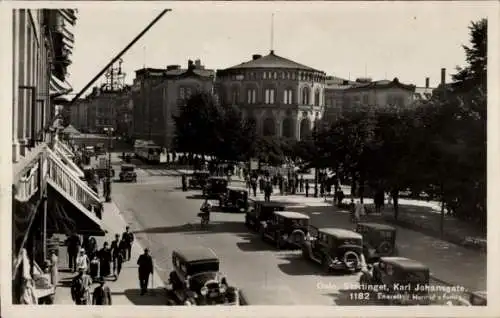 Ak Oslo Norwegen, Stortinget, Karl Johansgate, Autos