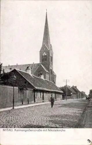 Ak Jelgava Mitau Lettland, Kannengießerstraße, Nikolaikirche