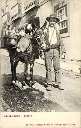 Ak Lisboa Lissabon Portugal, Um azeiteiro, Ölhändler