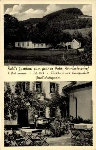 Ak Bobrowniki Biebersdorf Schlesien, Pohls Gasthaus zum grünen Wald, Gesellschaftsgarten