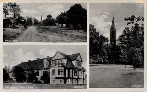 Ak Alt Tucheband Brandenburg, Dorfstraße, Kirche, Schloss