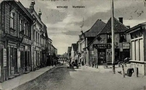 Ak Cesis Zehsis Wenden Lettland, Marktplatz, Geschäfte