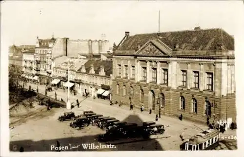 Foto Ak Posen Poznan, Wilhelmstraße, Straßenbahn, Autos