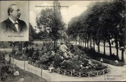 Ak Offenburg in Baden Schwarzwald, Portrait v. Karl Isenmann, Isenmann Denkmal