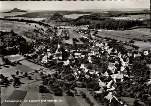 Ak Salmendingen Burladingen der Schwäbischen Alb, Fliegeraufnahme, Kornbühl