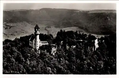 Ak Owen unter Teck Württemberg, Fliegeraufnahme Burg Teck