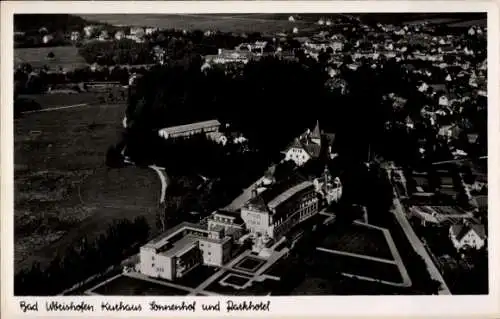 Ak Bad Wörishofen im Unterallgäu, Fliegeraufnahme, Kurhaus, Parkhotel