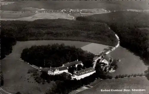 Ak Krumbad Krumbach im schwäbischen Kreis Günzburg, Fliegeraufnahme