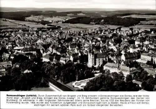 Ak Donaueschingen im Schwarzwald, Fliegeraufnahme