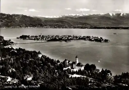 Ak Lindau am Bodensee Schwaben, Fliegeraufnahme